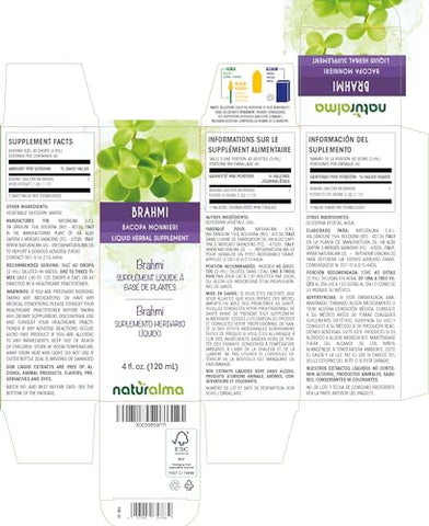 Brahmi (Bacopa monnieri) – Tintura sem álcool de 120 ml – Extrato líquido em gotas – Herbal Vegan – Naturalma - Naturalma