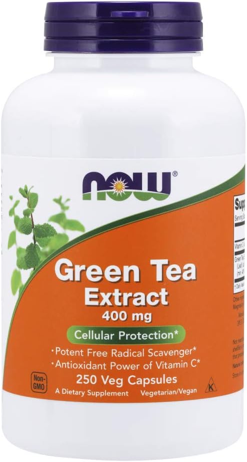 Suplementos, Extrato de Chá Verde 400 mg com Vitamina C para Proteção Dietética e Celular, 250 Cápsulas Vegetais - NOW Foods