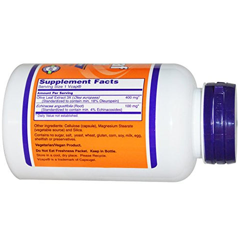 NOW Foods - Now Foods Extrato de Folha de Oliveira com Equinácea, 100 caps / 500mg (Pacote com 2) – Benefícios para a saúde e imunidade