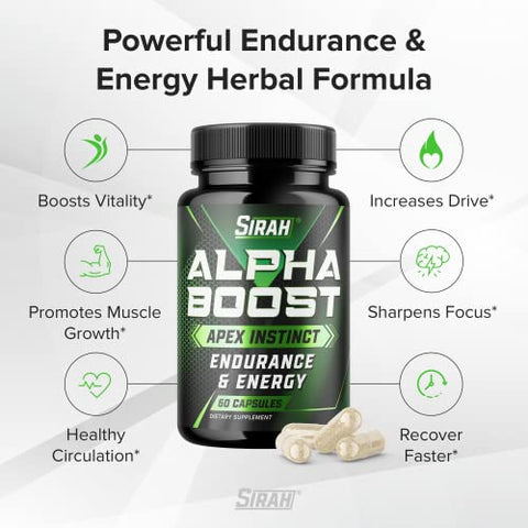 SIRAH - Suplemento Masculino Potencializador de Testosterona – Aumento de Desempenho para Homens – Potencializador de Testosterona para Resistência, Impulso, Resistência, Força, Tamanho, Libido