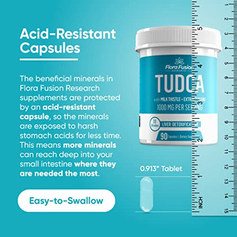 Flora Fusion Research - Dr. Miller’s Tudca – Suplemento de Fígado com Sais Biliares 1000mg – Enriquecido com 8 Extratos Herbais e Antioxidantes para Inflamação do Fígado e Vesícula Biliar – Ingredientes Cuidadosamente Selecionados (Dois…)