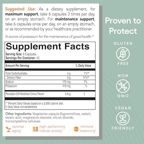 EcoNugenics - PectaSol Modified Citrus Pectin – 270 Cápsulas – Saúde Total do Corpo para Apoiar o Coração, Sistema Imunológico e Resposta Inflamatória