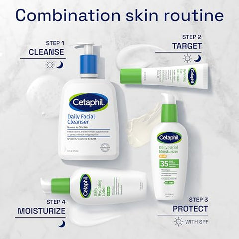 Face Wash 8 oz 3 Pack – Limpeza Facial Diária para Pele Sensível, Mista a Oleosa, Espuma Suave, Livre de Sabão, Hipoalergênico - Cetaphil