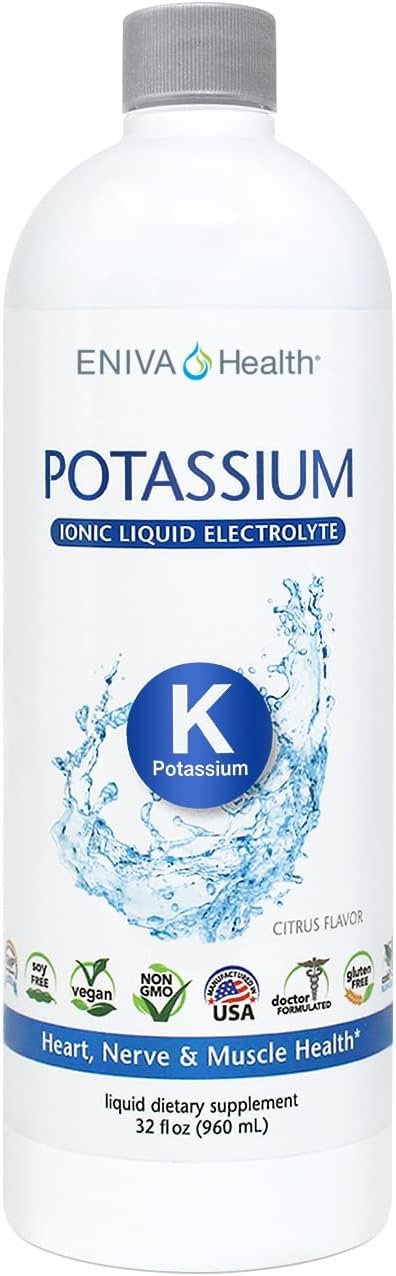 Suplemento Líquido de Potássio Iônico para Reposição de Eletrólitos e Suporte Metabólico | 600 MG | Sem Glúten, Sem Açúcar e Amigo da Dieta Keto | Suplemento Alimentar - Eniva Health