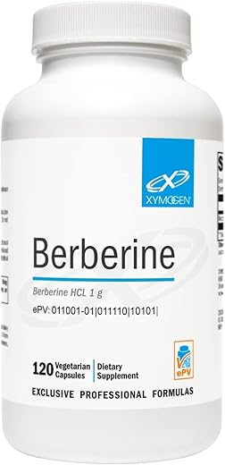 Berberine 500mg – Suplemento para Metabolismo e Suporte Imunológico – HCL para Baixa Acidez Estomacal – Livre de Glúten e Não-OGM (120 Cápsulas) - XYMOGEN