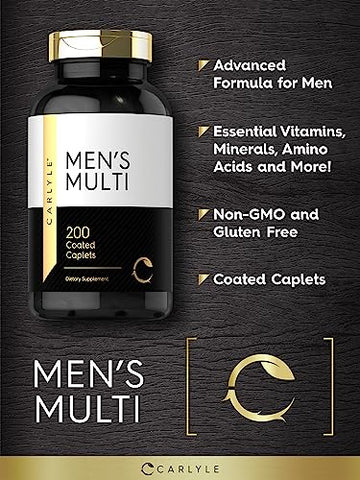 Multivitamínico para Homens | 200 Comprimidos | com Vitaminas A, C, D, E | Marca Carlyle - Carlyle