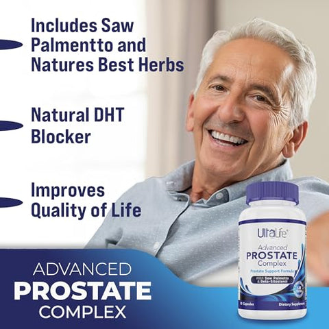 ULTALIFE - Suplemento Avançado de Saw Palmetto para Próstata para Homens c/Beta Sitosterol Fórmula de Saúde Nº 1 para Reduzir a Urgência de Urinar Frequentemente, Bloqueador de DHT, Melhorar o Sono