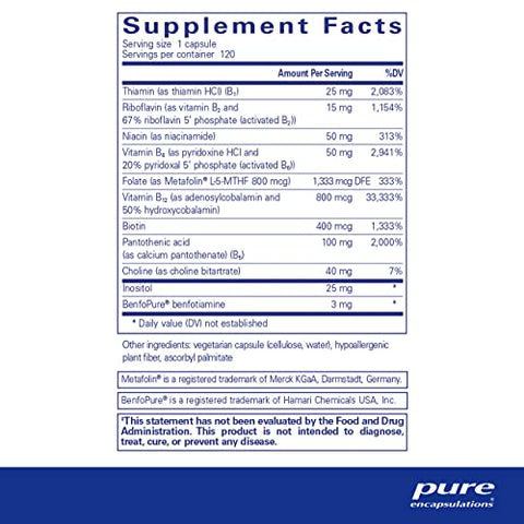 PureGenomics B-Complex – Suporte Amplo de Vitaminas do Complexo B para Expressão Genética, Função Celular e Produção Hormonal - Pure Encapsulations