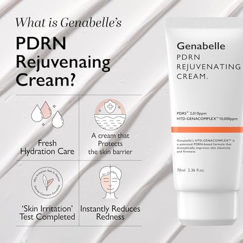 Genabelle - Creme Rejuvenescedor PDRN – Hidratante Leve com PDRN, CICA e Ácido Hialurônico – Fórmula Nutritiva, Hidratante e Calmante – 70ml