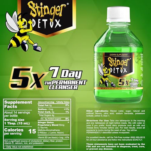 5X 7-Dias Extra Forte Bebida Permanente – Sabor Limão – 240 ml - Stinger Detox
