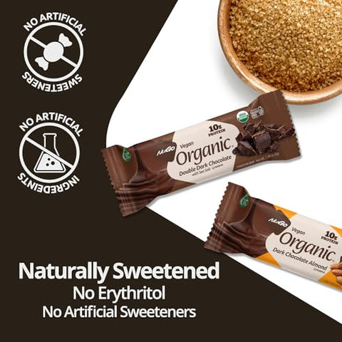 Orgânico Duplo Chocolate Amargo com Sal Marinho, Barra de Proteína 10 Unidades, Vegano, Sem Glúten, Não-OGM, Kosher Pareve, 12 Unidades - NuGo
