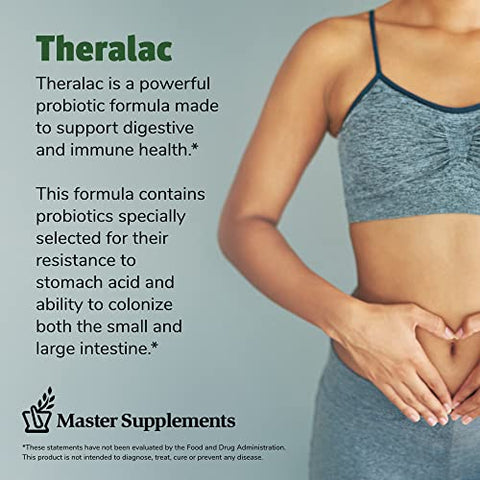 THERALAC - Master Supplements Theralac – 30 Cápsulas, Pacote de 2 – Probiótico Multi-Cepas para Saúde Intestinal Ótima Gases