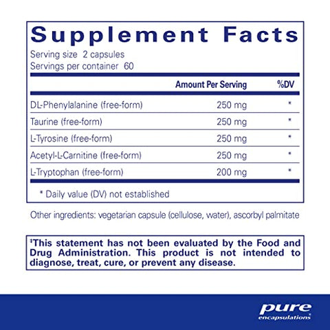 Cognitive Aminos | Suporte para Função Cognitiva | 120 Cápsulas - Pure Encapsulations