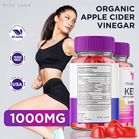 rize labs - Transform Gummies de Vinagre de Maçã Avançado com Keto (60 Gummies) – Transform Keto ACV Gummies