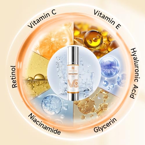 HANYWIL - Sérum Facial Super Vitamina C, Com Ingredientes Naturais para Manchas de Idade, Rugas, Hidratação, Cuidados Anti-Envelhecimento, Firmeza, Levanta, Suaviza, Vitamina C Sérum Facial 90 ml