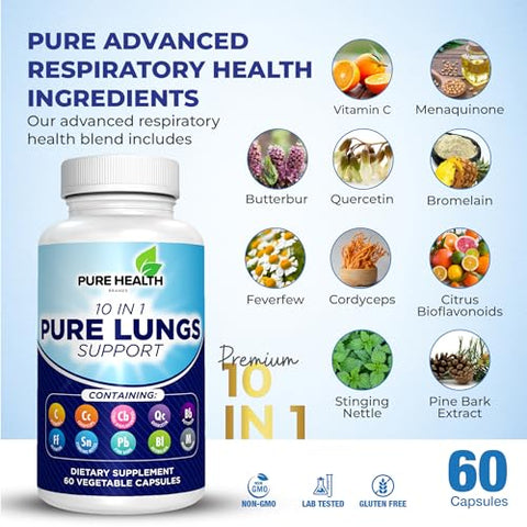 Pure Health Brands - 10 em 1 – Desintoxicação Pulmonar: Limpeza e Cuidado para seus Pulmões | Marca: Lung Detox