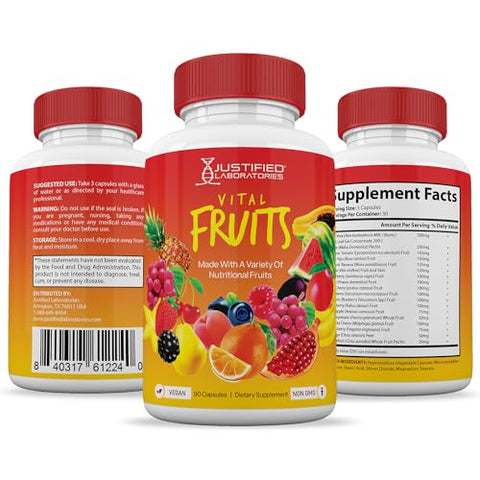 Justified Laboratories - (4 Pacotes) Suplemento Vital de Frutas e Vegetais Integrais Vermelhos – Marca Vital