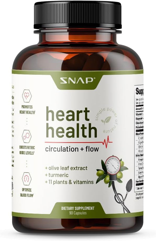 Snap Supplements - Suplementos Snap para Saúde do Coração e Circulação Sanguínea, 90 Cápsulas –