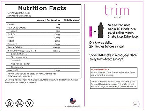Nu Kai Wellness - Trim Stick com Presente, 30 unid. – até 60 Porções – Deliciosa Bebida de Kiwi Morango – Baixa Caloria – Anteriormente Slim Stix