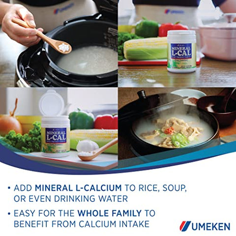 Mineral L-Cal – Frasco Pequeno, 2 Meses de Suprimento, Enriquecido com Magnésio, Vitamina D3 e Minerais, 130g, 1300 Bolinhas (Pacote de 1) - Umeken