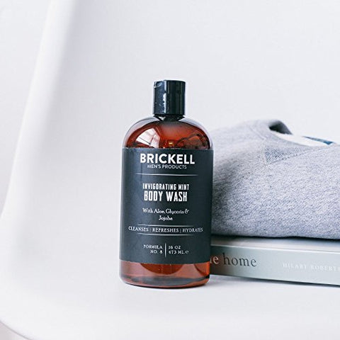Brickell Men's Products - Gel de Banho Refrescante de Hortelã para Homens Brickell, Natural e Orgânico, Limpeza Profunda com Aloe Vera, Glicerina e Jojoba, Livre de Sulfatos