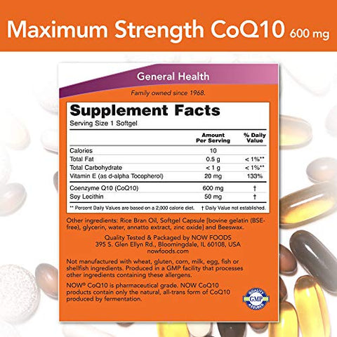 Suplementos, CoQ10 600 mg, Máxima Potência com Vitamina E – Compre Agora! - NOW Foods