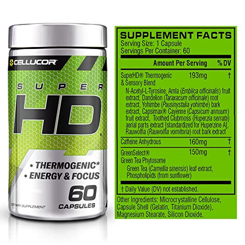 Super HD para Homens – Queime gordura e aumente a energia | 60 cápsulas | 60g - Cellucor