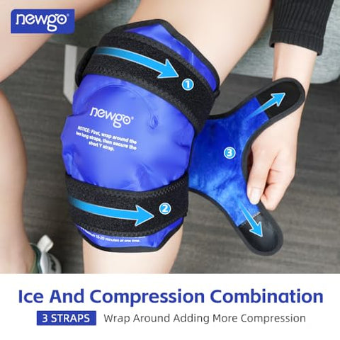 Gelo Pack para Cirurgia de Substituição do Joelho, Envoltório Reutilizável de Gel Frio para Todo o Joelho em Lesões, Alívio da Dor, Inchaço e Hematomas - NEWGO