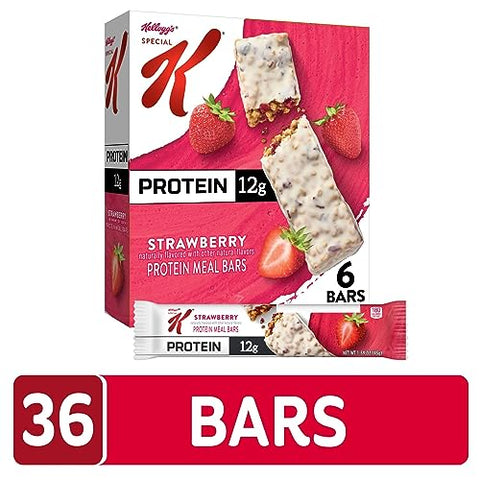 Kellogg’s Special K Barras de Proteína, 12g de Proteína, Fonte de Fibra, Morango (6 Caixas, 36 Barras)