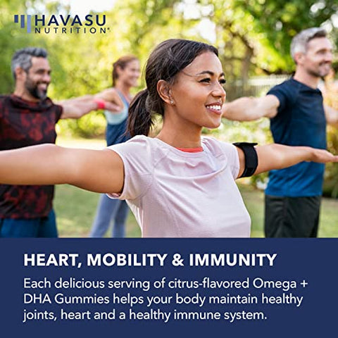 HAVASU NUTRITION - Omega 3 Gummies para Adultos Enriquecidos com Ômega 6 e Ômega 9 – Alternativa de Óleo de Peixe à Base de Plantas DHA EPA – Suporte Cerebral