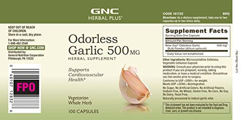 Alho sem odor 500 Mg 100 Cápsulas – Comprimidos de alho sem odor GNC de alta qualidade - GNC
