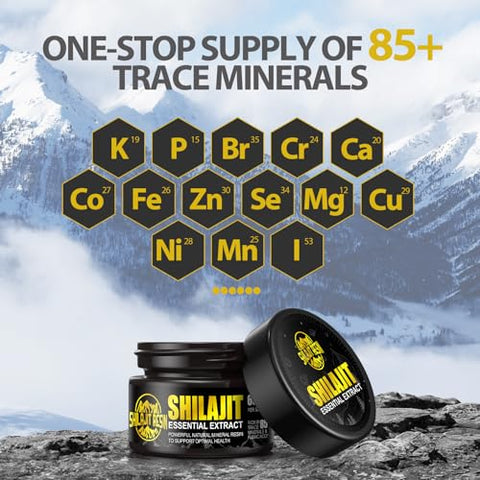 Shilajit Puro do Himalaia Orgânico Boysea – Grau Ouro 100% Shilajit com 85 Minerais Traços – 10g
