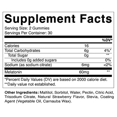 Melatonina Sem Açúcar 60mg – 60 Gomas Vegetarianas – Suplemento Não Viciante - Vitamatic