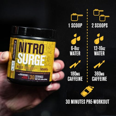 Nitrosurge Build Pré-Treino com Creatina para Construção Muscular – Pó de Creatina Con Cret - Jacked Factory