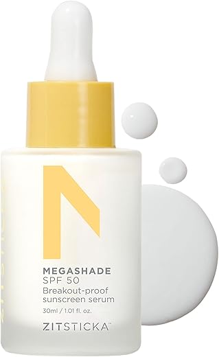 MEGASHADE – Protetor Solar Facial SPF 50-30ml – Proteção UVA/UVB – Cuidados Ideais para Pele Propensa a Acne - ZitSticka