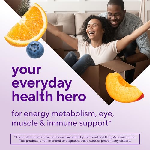 MultiVites Gummy Multivitaminas para Adultos com 12 Vitaminas e Minerais, Sabor de Frutas Vermelhas, Pêssego e Laranja, Líder em Vitaminas Gummy nos EUA, Suprimento para 75 Dias, 150 g - Vitafusion
