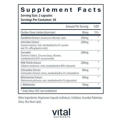 Suporte ao Fígado com Cardo Mariano e Curcumina | Suplemento Vegano | Combinação Herbal para Função Hepática Saudável | Livre de Glúten, Laticínios e Soja | 60 Cápsulas - Vital Nutrients