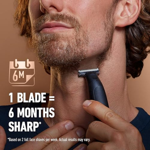 Aparador de Barba King C. Gillette All-in-One com Lâmina 4D e 3 Pentes Intercambiáveis, à Prova d’Água, Cuidados com a Barba, Duração de 6 Meses