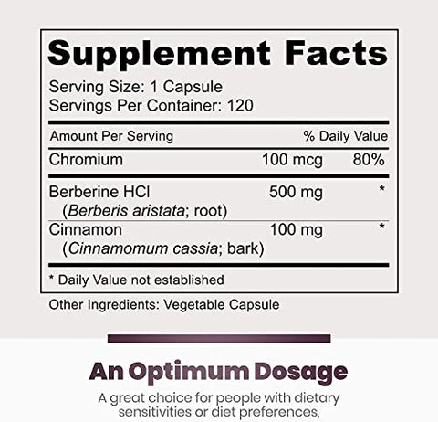 Simply Natures Pure - Berberina HCl 500mg – 120 Cápsulas – Suporte Cardiovascular Gastrointestinal Imunológico – Cromo Canela (Pacote com 2) –