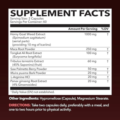HAVASU NUTRITION - Horny Goat Weed para Homens e Mulheres – Suporte Extra Forte ao Desempenho com Extrato de Raiz de Maca