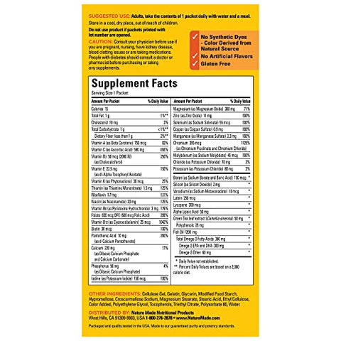 Daily Diabetes Health Pack – Suporte Nutricional para Diabetes, 30 Pacotes, 30 Dias de Fornecimento - Nature Made