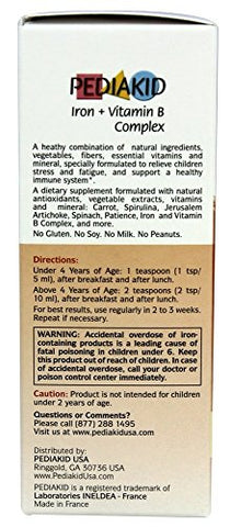Pediakid - Fórmula Natural de Vitaminas do Complexo B com Ferro – Nova Fórmula, Vitaminas Naturais