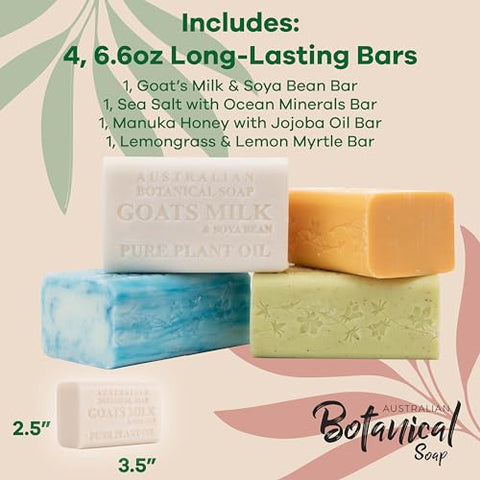 Australian Botanical Soap - Sabonete Botânico Australiano, Leite de Cabra, Mel de Manuka, Capim-limão