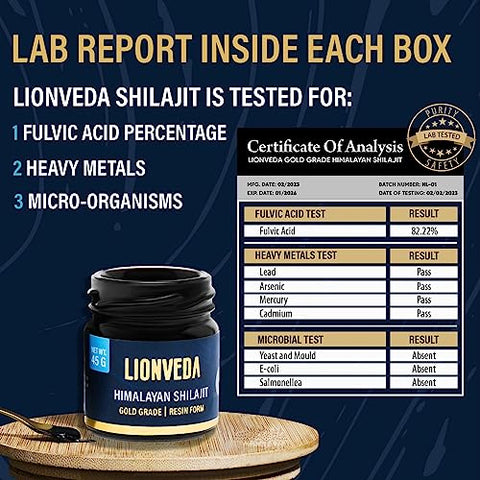 LIONVEDA - Resina de Shilajit do Himalaia 45g com 85 Minerais Traços – Marca em Destaque