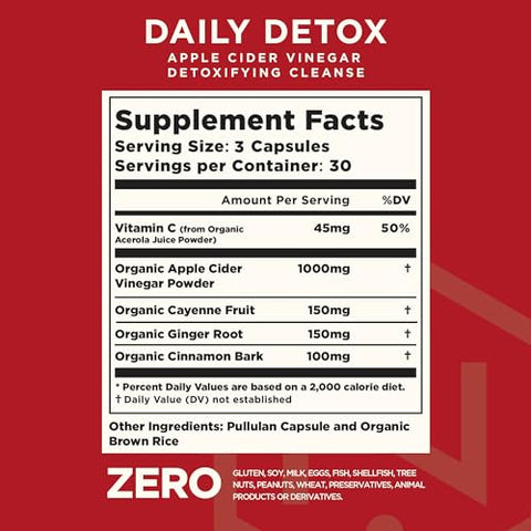 Advanced Detox Vinagre de Maçã – Orgânico com A Mãe – Peso Saudável, Digestão, Energia e Suporte Detox Natural – ACV By Nuvana – 90 Cápsulas