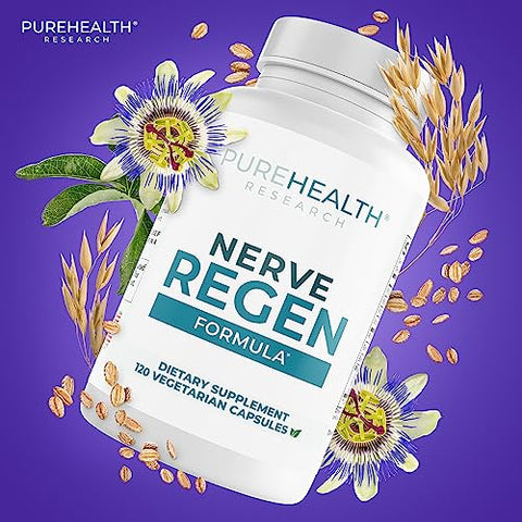Fórmula Nerve Regen PUREHEALTH RESEARCH – Regeneração Nervosa, 60 cápsulas, 500mg