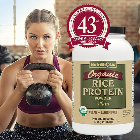 Proteína de Arroz Orgânica Certificada, 3 Libras | Pó de Proteína Vegana de Baixo Carboidrato | Cru, Certificado Kosher - NutriBiotic