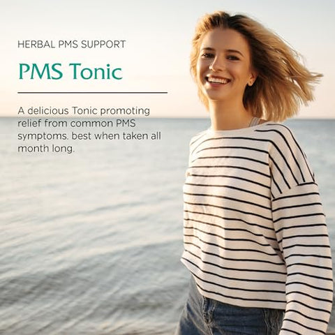 PMS Tonic: Suporte e Alívio Pré-Menstrual, Erva de São João, Dong Quai, Fruto do Casto, Yam Selvagem e Mais, Vegano, 120 ml - Vitanica