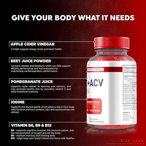 rize labs - Ace Keto ACV Gummies – Perda de Peso Avançada com Vinagre de Maçã em Gomas 1000mg (60 Gomas)