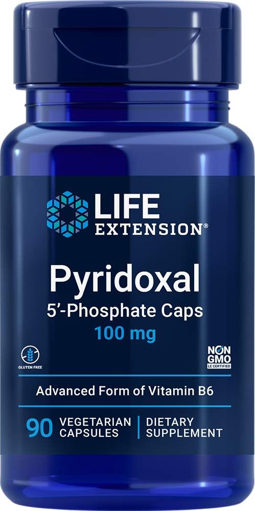 P5P 100 mg – Suplemento Avançado de Vitamina B6 em Cápsulas Vegetais 90 Unidades - Life Extension